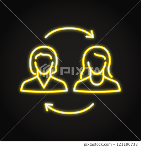 Exchange between two people neon icon Exchange between two people neon icon 121190738