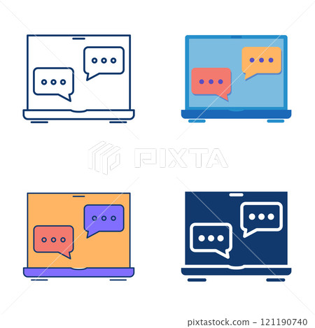Online chat on lapton icon set Online chat on lapton icon set 121190740