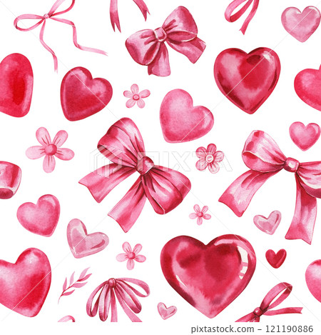beautiful watercolor hearts pattern, seamless design valentine's day, romantic holiday art. Celebration, decor Wallpaper 121190886