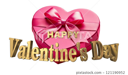 3DCG characters "Happy Valentine's Day" in gold 3DCG characters "Happy Valentine's Day" in gold 121190952