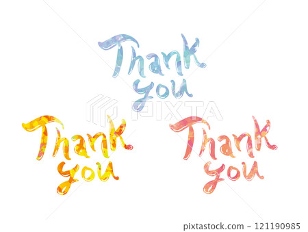 設定謝謝你藍色黃色粉紅畫筆手繪字母 設定謝謝你藍色黃色粉紅畫筆手繪字母 121190985