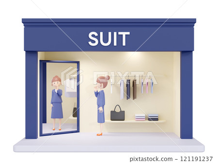 3DCG | A Japanese woman choosing a suit that will give a good impression for job hunting 121191237