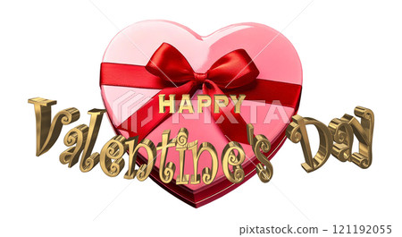 3DCG characters "Happy Valentine's Day" in gold 3DCG characters "Happy Valentine's Day" in gold 121192055