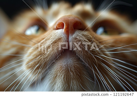 Close up of cat face with its nose showing. Very cute and adorable expression Close up of cat face with its nose showing. Very cute and adorable expression 121192647