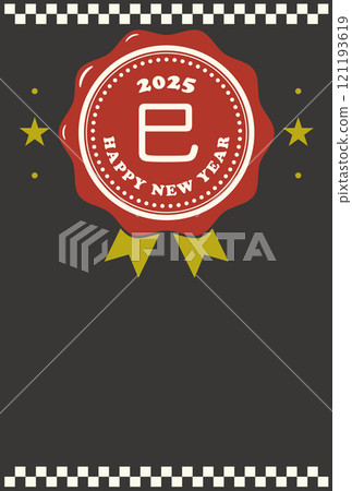 New Year's card template, Year of the Snake emblem 2025, with greetings 121193619