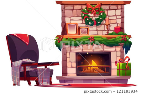 X-mas fireplace and armchair set X-mas fireplace and armchair set 121193934