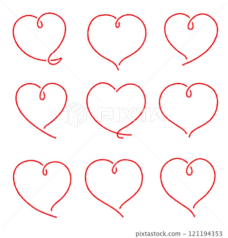 Hand-drawn cute heart mark set 02 Line drawing Red No text Hand-drawn cute heart mark set 02 Line drawing Red No text 121194353