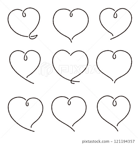 Hand-drawn cute heart mark set 02 Line drawing Black No text 121194357
