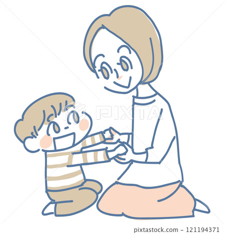 友善的父母和孩子用手玩耍的插圖 121194371