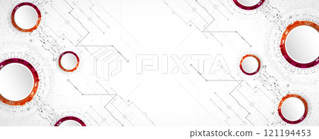 Abstract technology concept. Circuit board, high computer color background. Vector illustration. 121194453