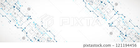 Abstract technology concept. Circuit board, high computer color background. Vector illustration. 121194456