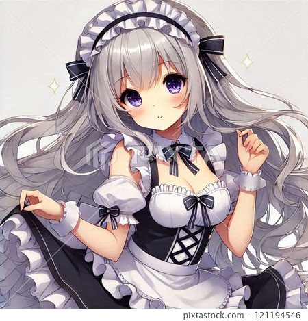 穿著女僕裝的可愛女孩 121194546