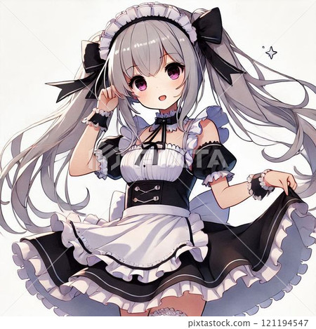 穿女僕裝的雙馬尾可愛女孩 121194547