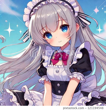 可愛的角色風格女僕裝女孩 121194548