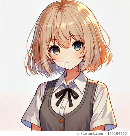 Cute girl with short blonde hair 121194552