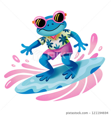 Cute frog dressed in Hawaiian style 121194694