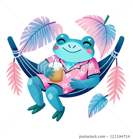 Cute frog dressed in Hawaiian style 121194714