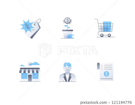 Shopping and sale - flat design style icons set 121194776