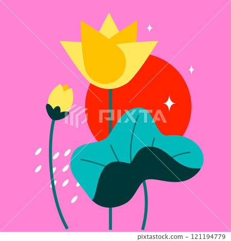 Beautiful lotus flower - modern colored vector illustration 121194779