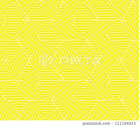 Abstract geometric pattern with stripes, lines. Seamless vector background. White and yellow ornament. Simple lattice graphic design 121194923