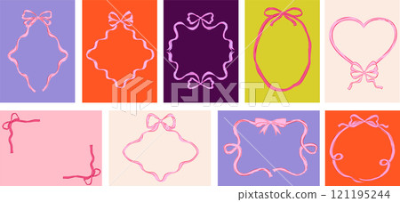 Vintage retro bows frames collection. Prints, greeting cards, wedding and birthday party 121195244