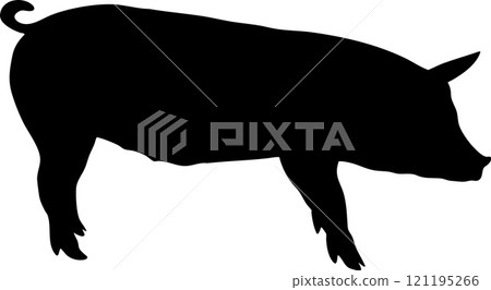 Vector pig silhouette. Pig, pork silhouette icon isolated on white background. Vector illustration Vector pig silhouette. Pig, pork silhouette icon isolated on white background. Vector illustration 121195266