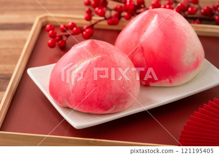 壽桃 Chinese peach birthday bun shoutao 誕生祝い 長生きのモモ 121195405