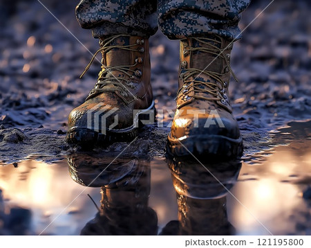 feet in boots close-up 121195800