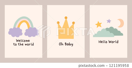 Set of cute baby shower cards 121195958
