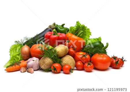 Fresh vegetables isolated on white background 121195973