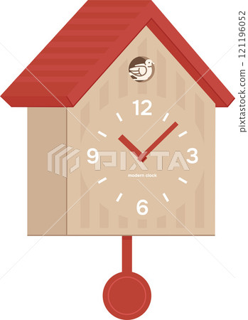 modern boho cuckoo clock in shape of house 121196052