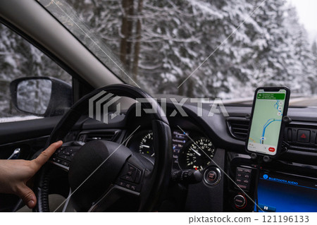 Driving in Snowy Conditions with Navigation 121196133