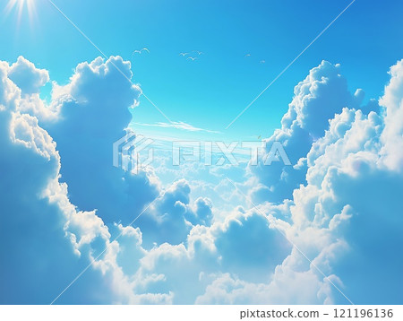 sky background, clouds on a sky blue background 121196136