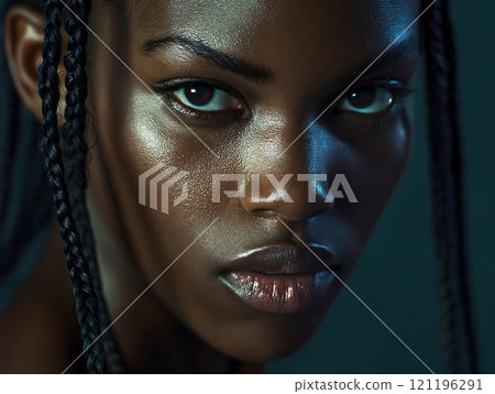 beautiful black woman, close-up, portrait 121196291