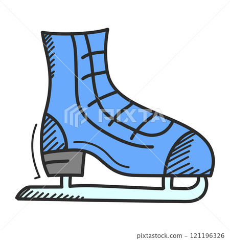Ice skate doodle icon vector isolated Ice skate doodle icon vector isolated 121196326