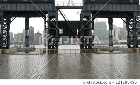New York City waterfront skyline, Manhattan Midtown riverfront skyscrapers. Cityscape from Queens. New York City waterfront skyline, Manhattan Midtown riverfront skyscrapers. Cityscape from Queens. 121196450