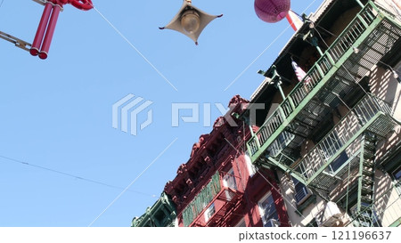 New York City Manhattan Chinatown street building. Chinese culture, Little China ethnic district USA 121196637