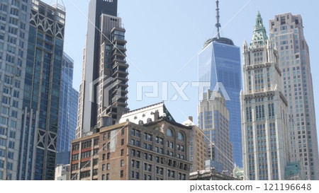 New York City Manhattan Downtown Financial District. NYC World Trade Center, Woolworth building, USA New York City Manhattan Downtown Financial District. NYC World Trade Center, Woolworth building, USA 121196648