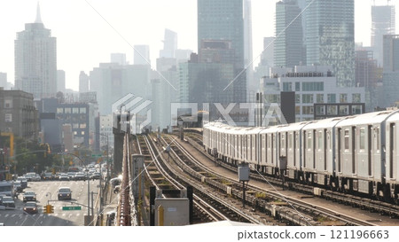 New York subway station. NYC metro train. United states metropolitan. Manhattan skyline. Empire State New York subway station. NYC metro train. United states metropolitan. Manhattan skyline. Empire State 121196663