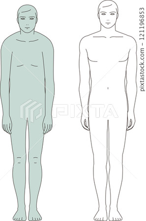 A man with a hunched back and a man with a beautiful standing posture. Full-body illustration A man with a hunched back and a man with a beautiful standing posture. Full-body illustration 121196853