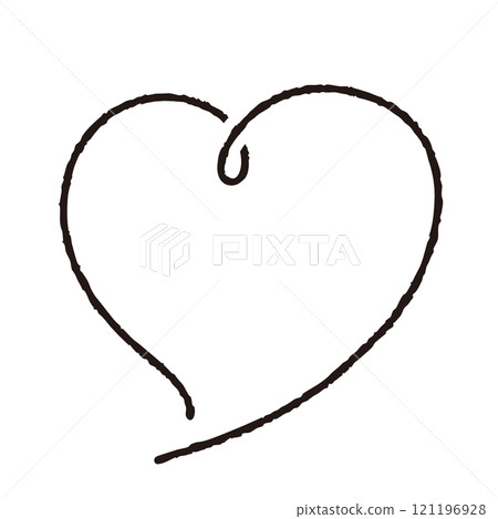 Hand-drawn cute heart mark black 01 line drawing 121196928