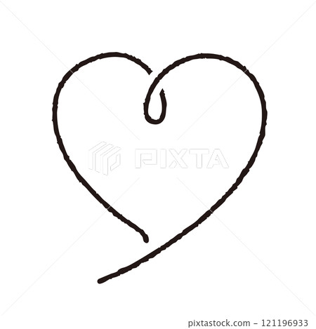 Hand-drawn cute heart mark black 06 line drawing 121196933