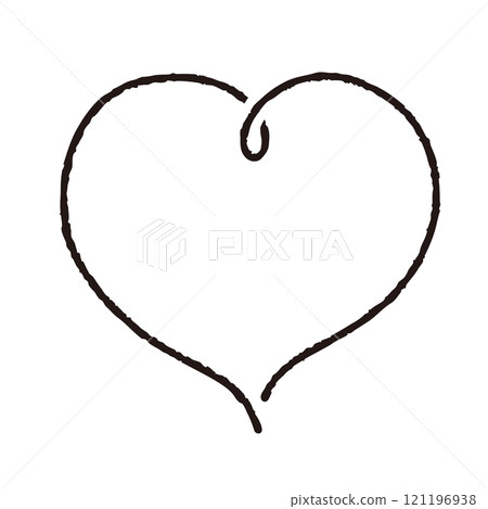 Hand-drawn cute heart mark black 11 Line drawing 121196938