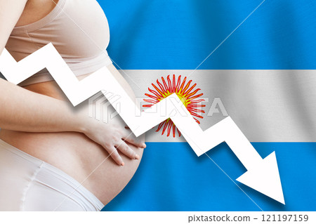 Falling Birth Rates. Demographics and pregnancy in Argentina concept.  121197159