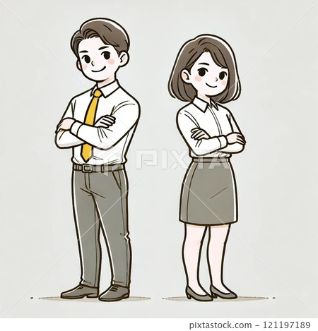 Men and women in suits angry with their arms folded Men and women in suits angry with their arms folded 121197189