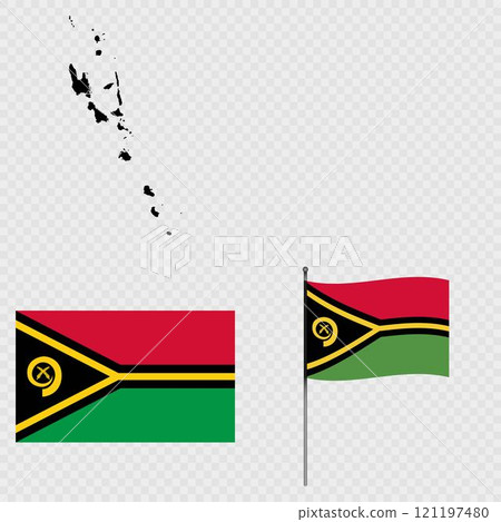 Set of maps, flag and flagpole of Vanuatu. Vector illustration. Set of maps, flag and flagpole of Vanuatu. Vector illustration. 121197480