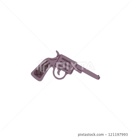 Revolver, handgun icon, Wild west cowboys weapon, vintage firearm, cartoon Colt revolver gun vector flat isolated Revolver, handgun icon, Wild west cowboys weapon, vintage firearm, cartoon Colt revolver gun vector flat isolated 121197993