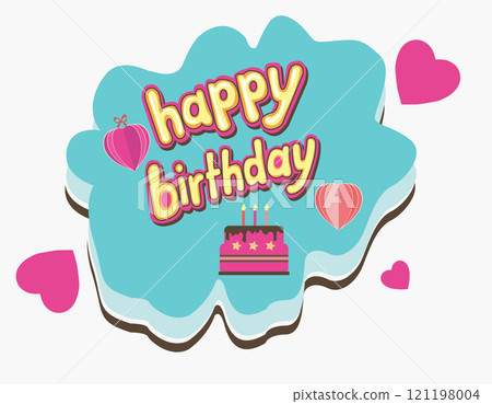 A sticker with text happy birthday A sticker with text happy birthday 121198004