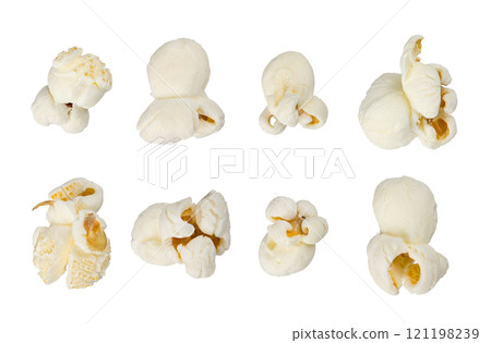 Popcorns collection isolated on white background 121198239