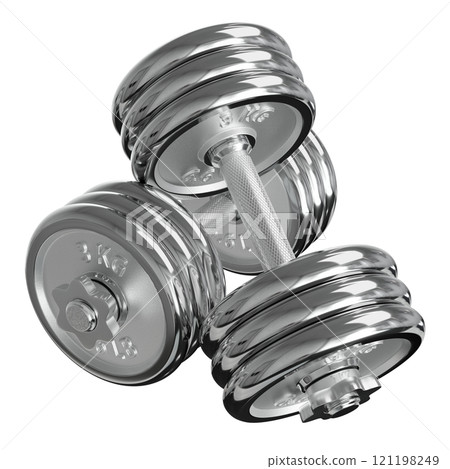 Cast Iron Chrome Adjustable Dumbbells, weightlifting gym equipment, side view 121198249